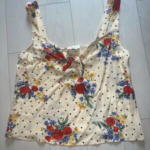 Sezane Cream Tie Front Tank Top